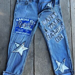 Blue Graphic Men's Jeans